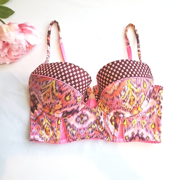 Victoria's Secret Other - Victoria Secret Body by Victoria Longline Demi Bra Pink Ikat Print Size 32D